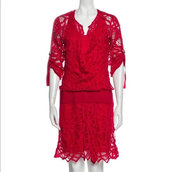 Vivienne Tam Dresses | Vivienne Tam Red Lace Dress Women Size M | Color: Red | Size: M | Style_Symphony's Closet